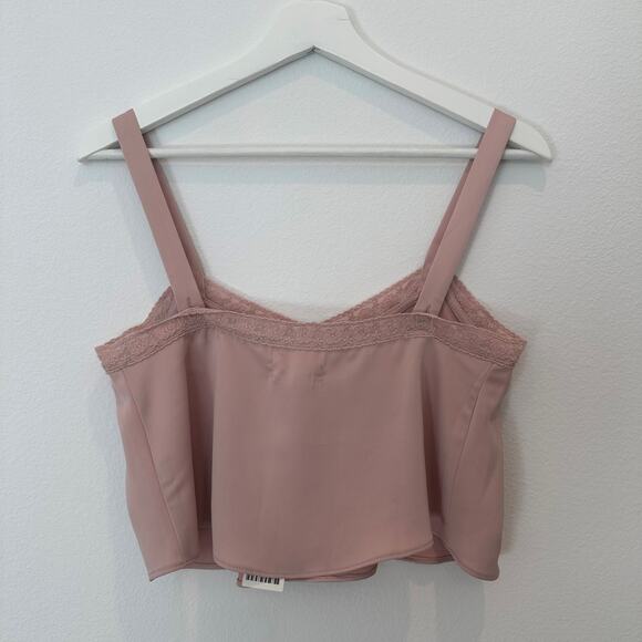 NWT Urban Outfitters mauve pink lace trimmed cropped cami tank top XS - Picture 2 of 5